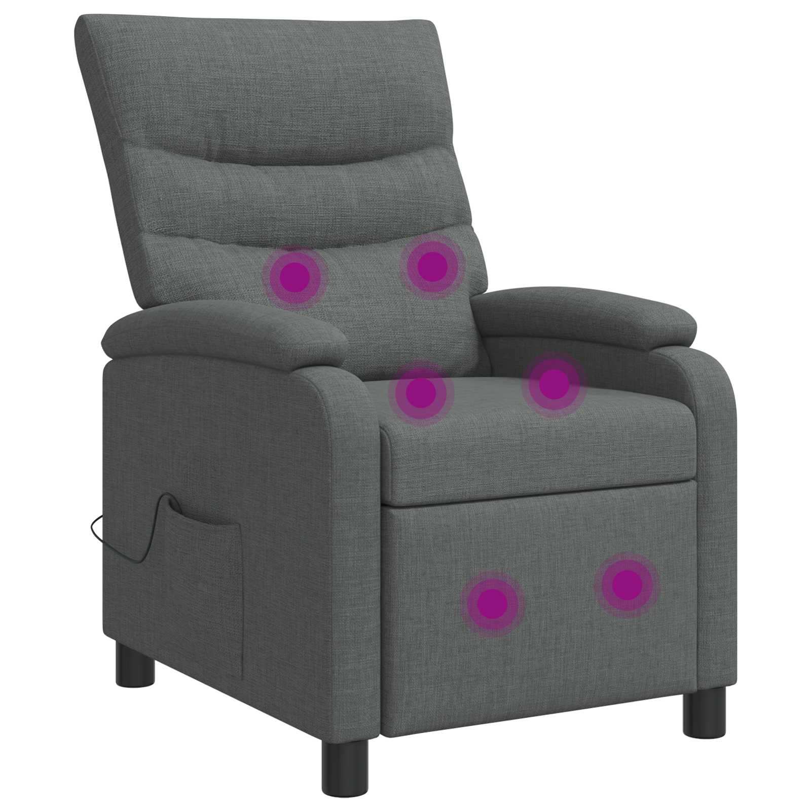 Massage Recliner Donkergrijs Stof