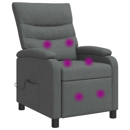 Massage Recliner Donkergrijs Stof