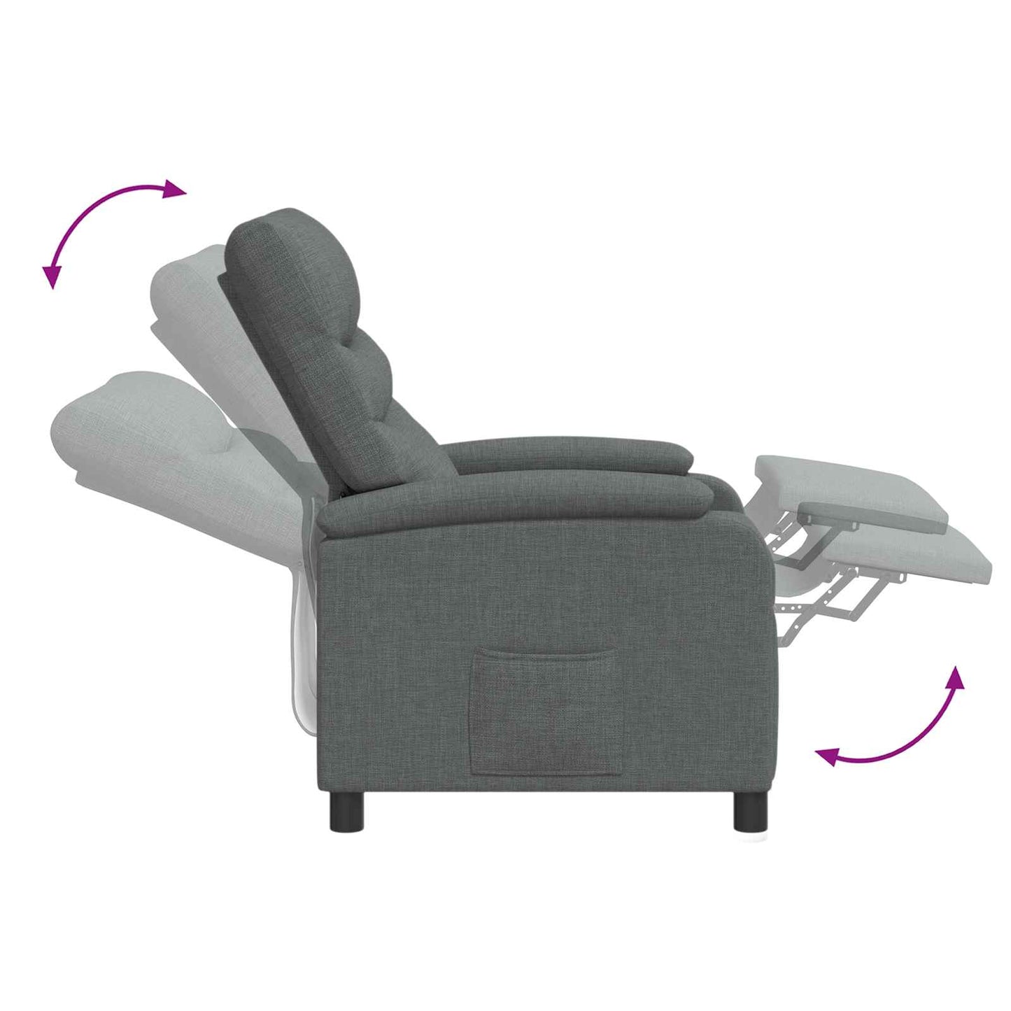 Massage Recliner Donkergrijs Stof