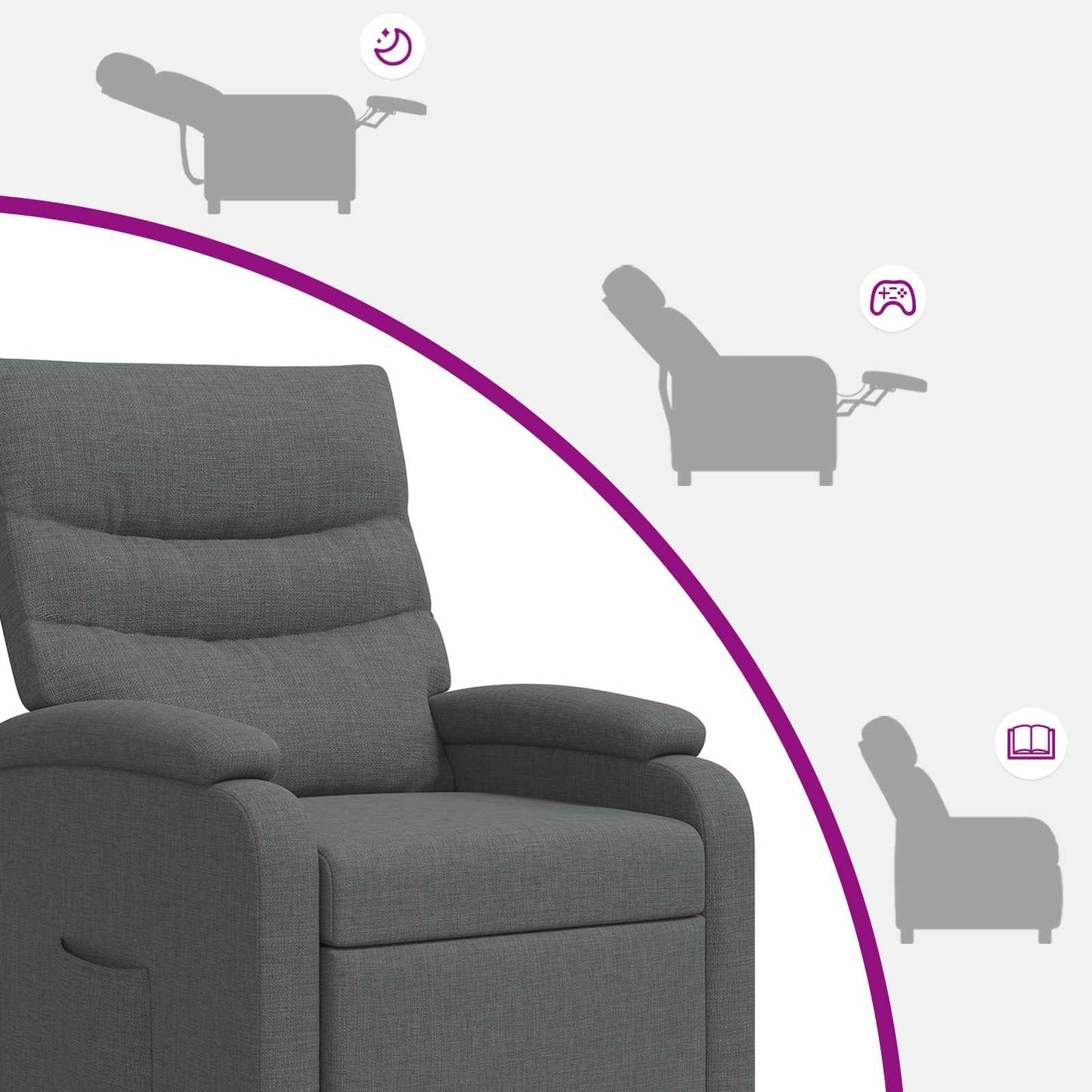Massage Recliner Donkergrijs Stof