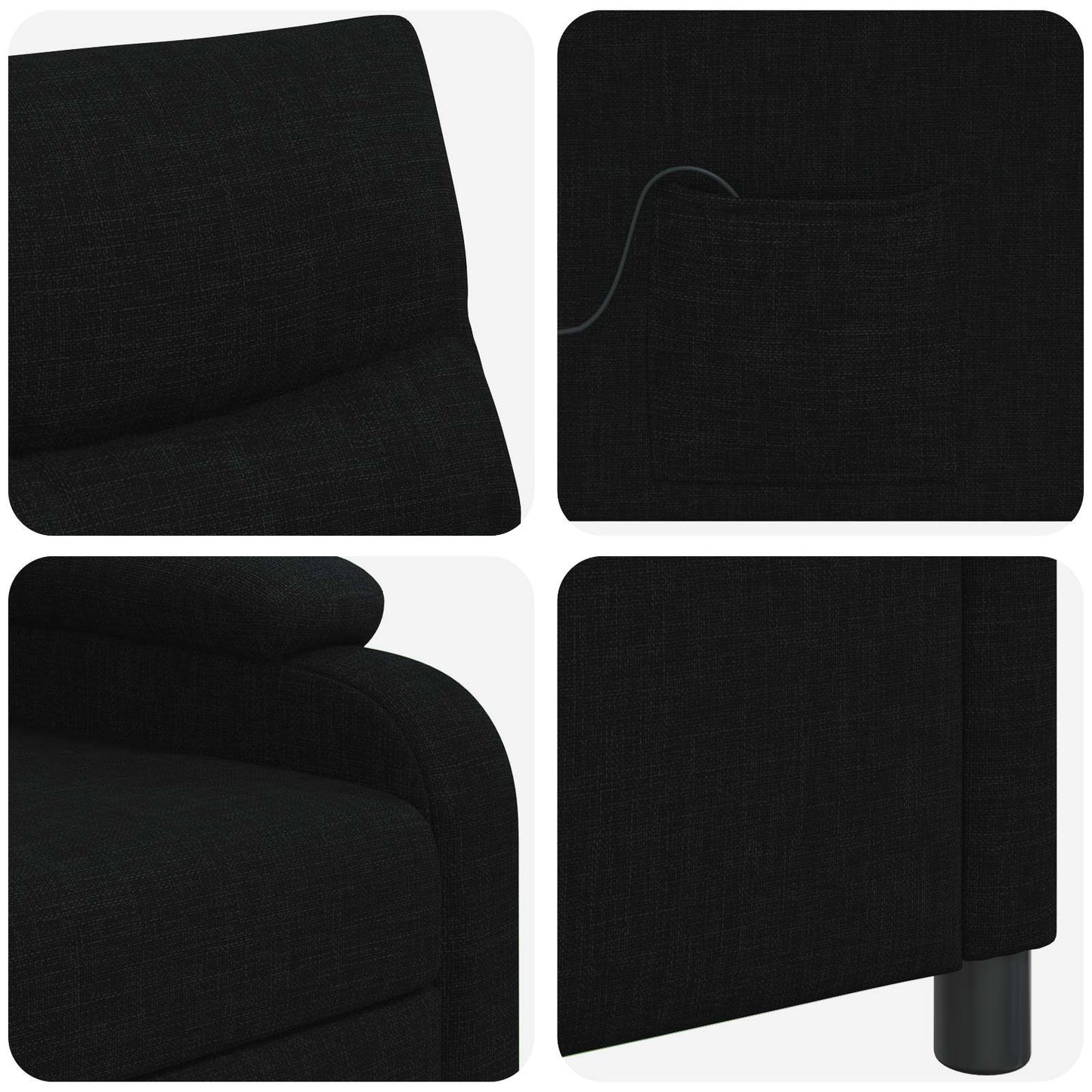 Massage Recliner Zwart Stof