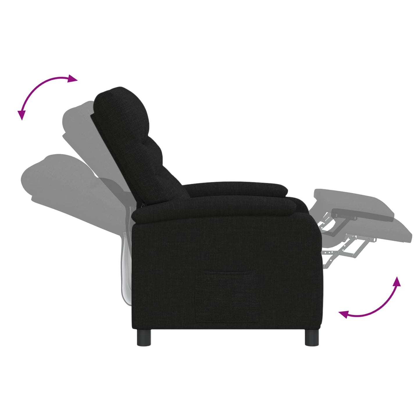 Massage Recliner Zwart Stof