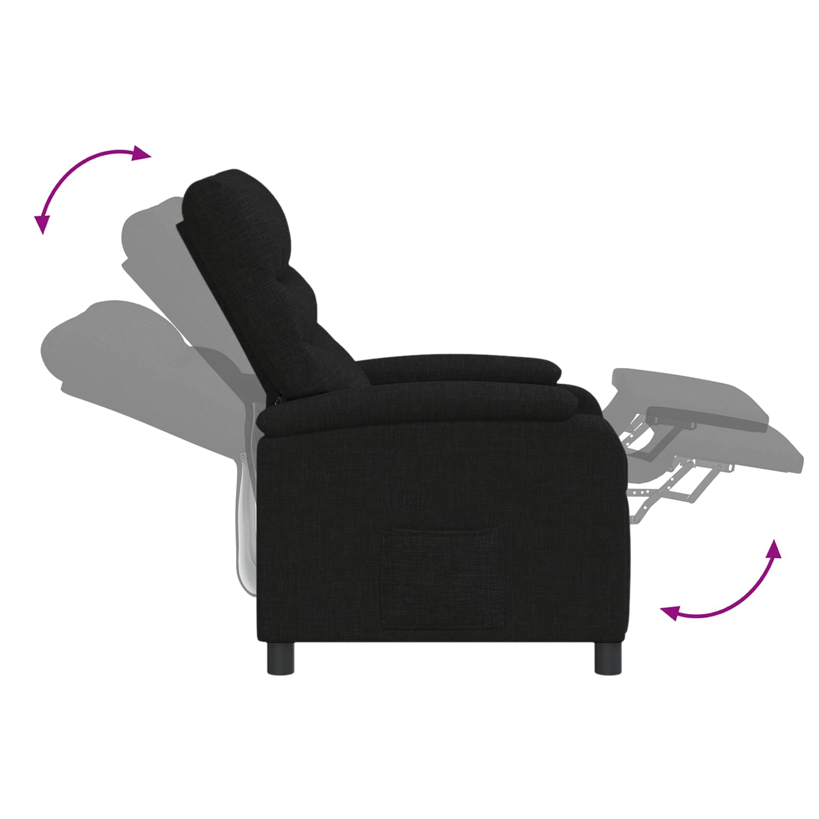 Massage Recliner Zwart Stof