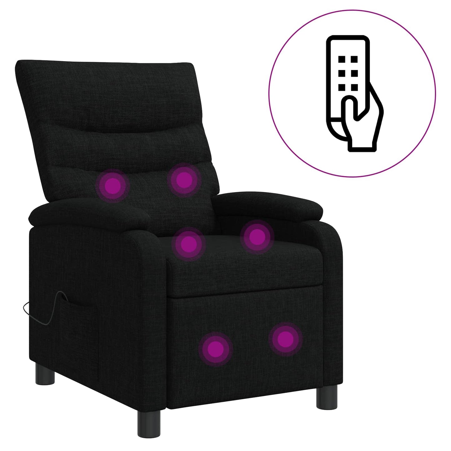 Massage Recliner Zwart Stof