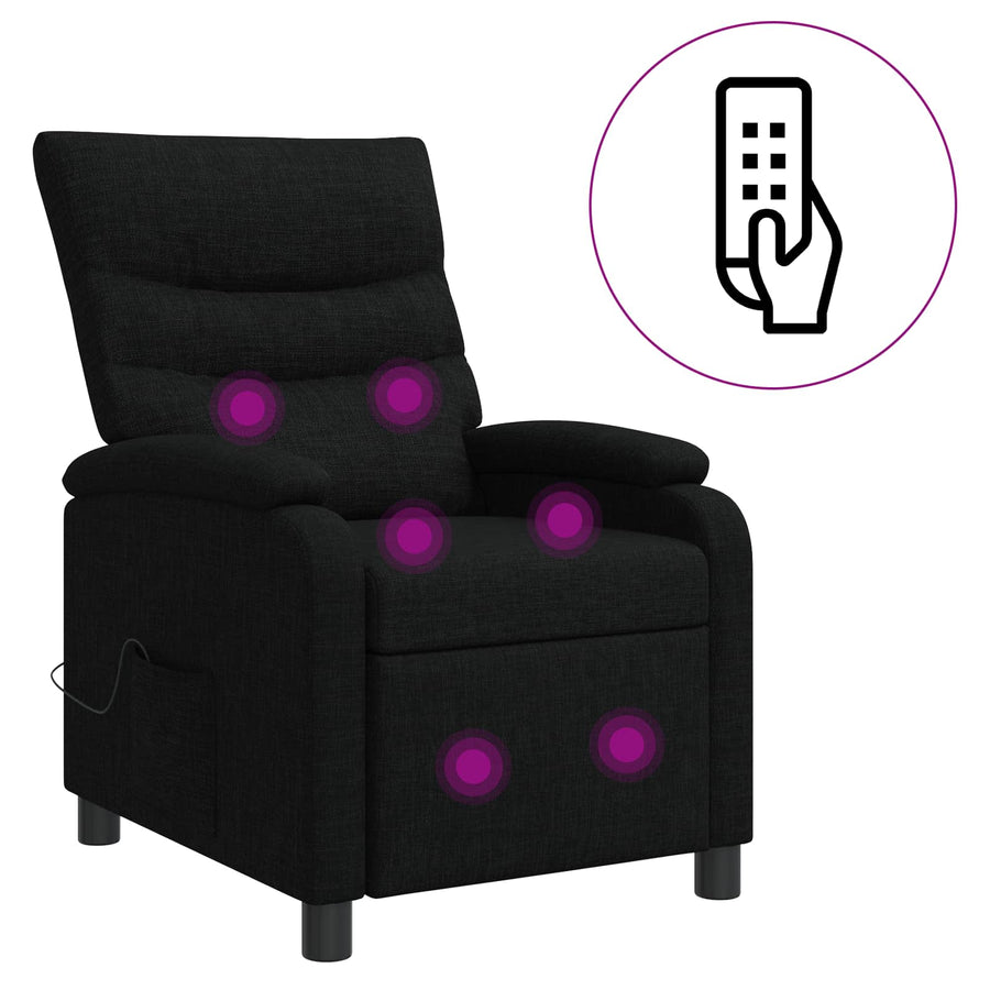 Massage Recliner Zwart Stof