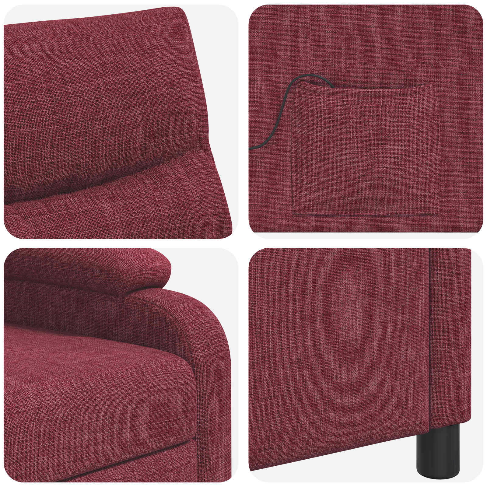 Massage Recliner Wijnrood Stof
