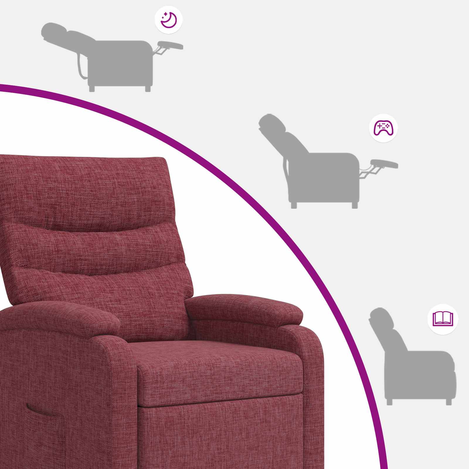 Massage Recliner Wijnrood Stof