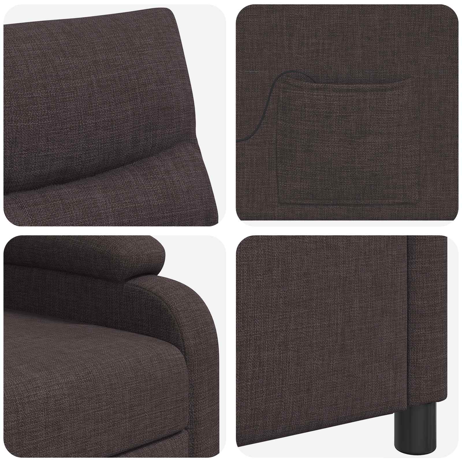 Massage Recliner Donkerbruin Stof