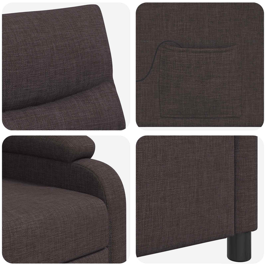 Massage Recliner Donkerbruin Stof