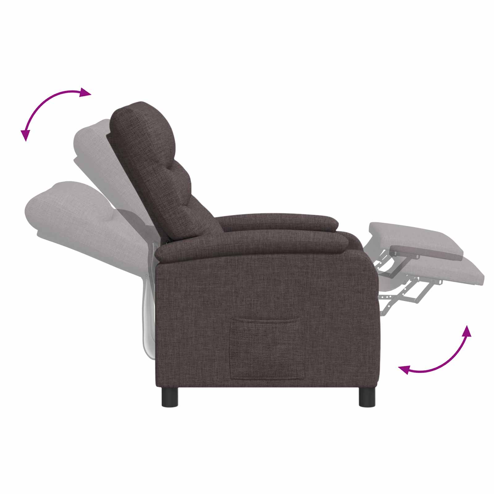 Massage Recliner Donkerbruin Stof