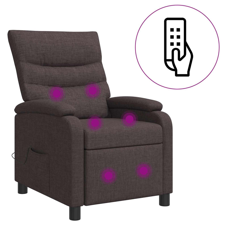 Massage Recliner Donkerbruin Stof