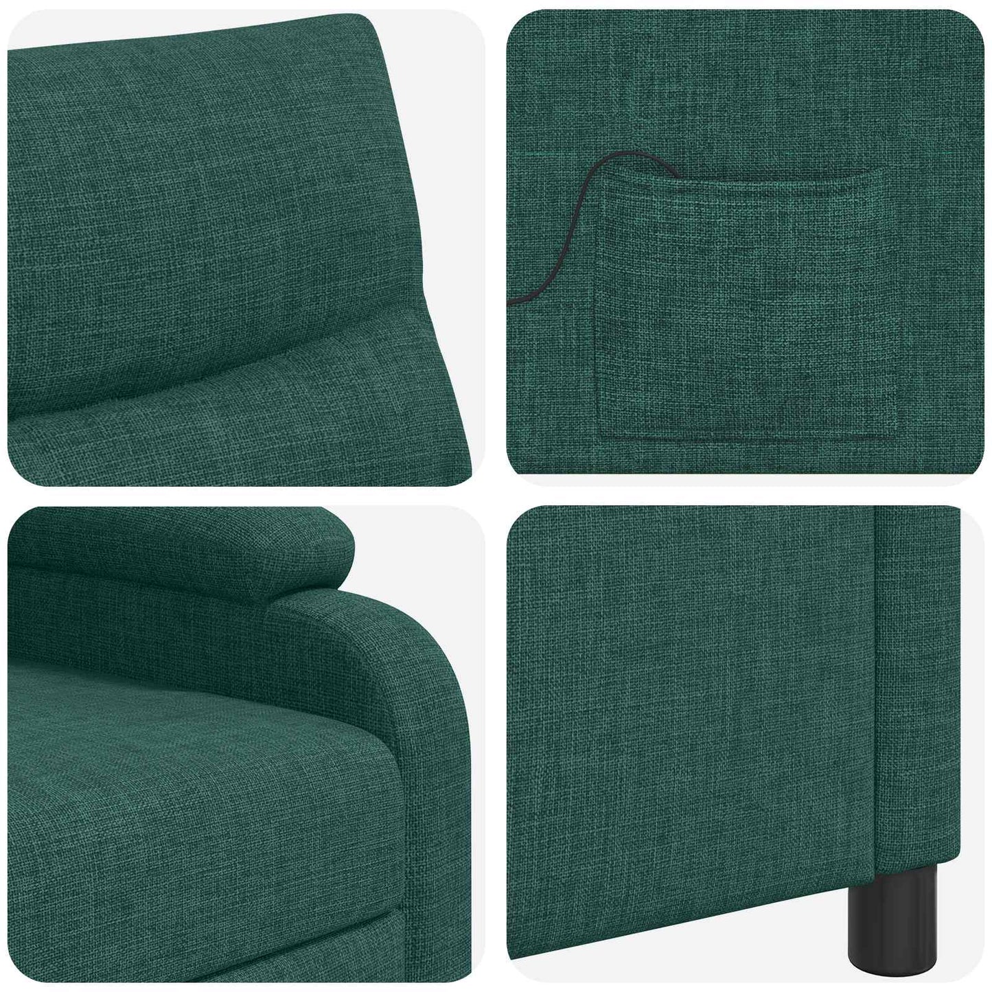 Massage Recliner Donkergroen Stof