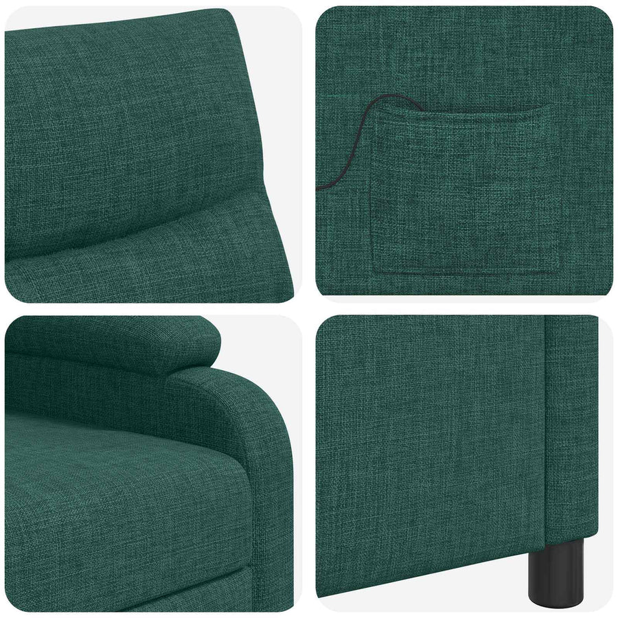 Massage Recliner Donkergroen Stof