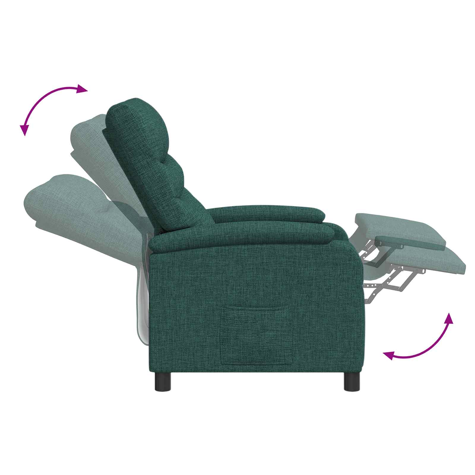 Massage Recliner Donkergroen Stof
