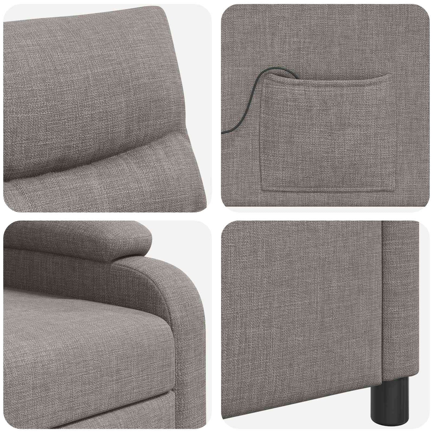 Massage Recliner Taupe Stof