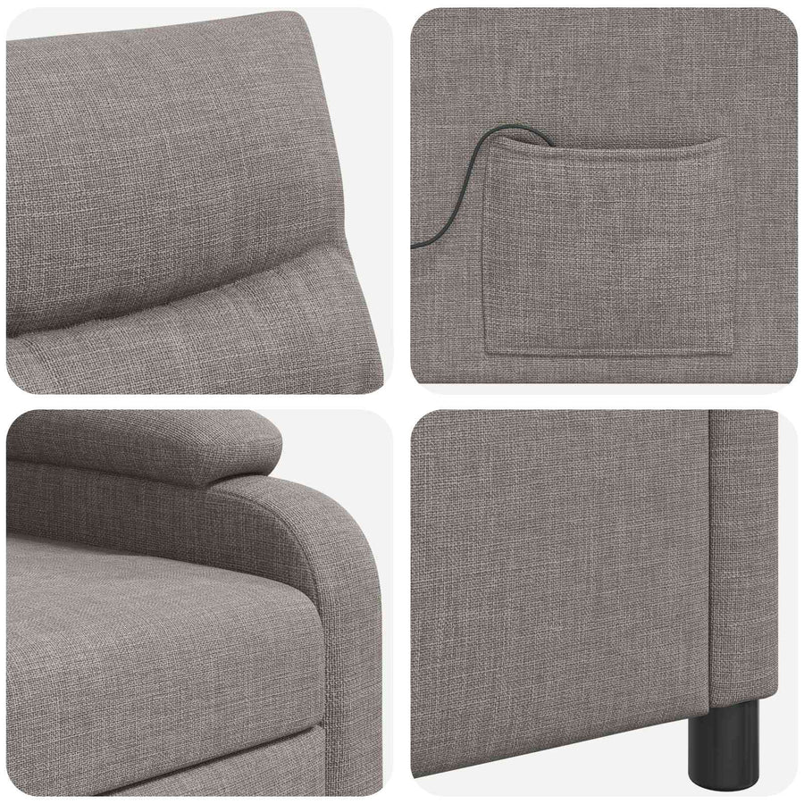 Massage Recliner Taupe Stof