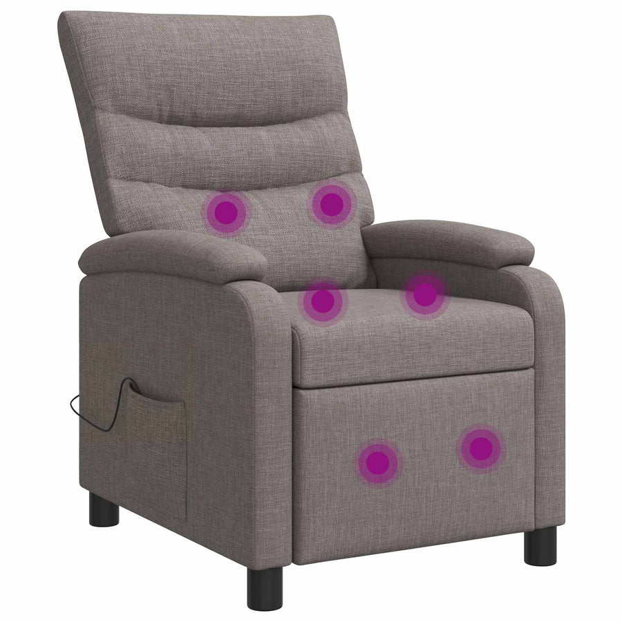 Massage Recliner Taupe Stof