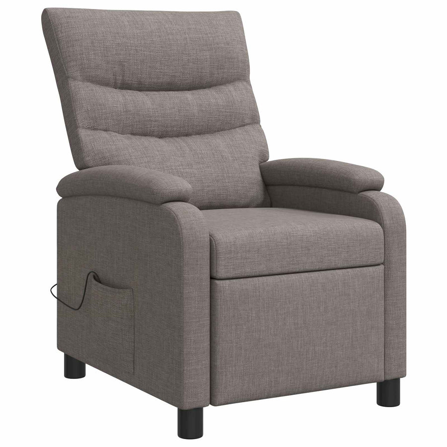 Massage Recliner Taupe Stof
