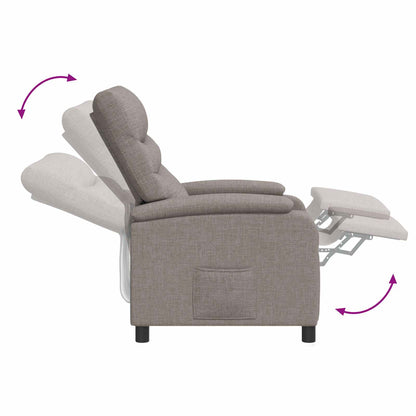 Massage Recliner Taupe Stof