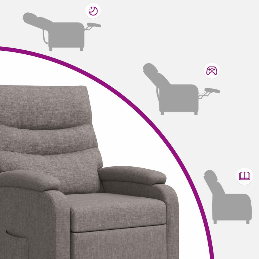 Massage Recliner Taupe Stof