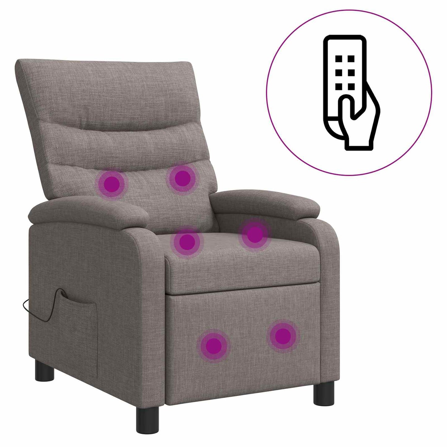 Massage Recliner Taupe Stof