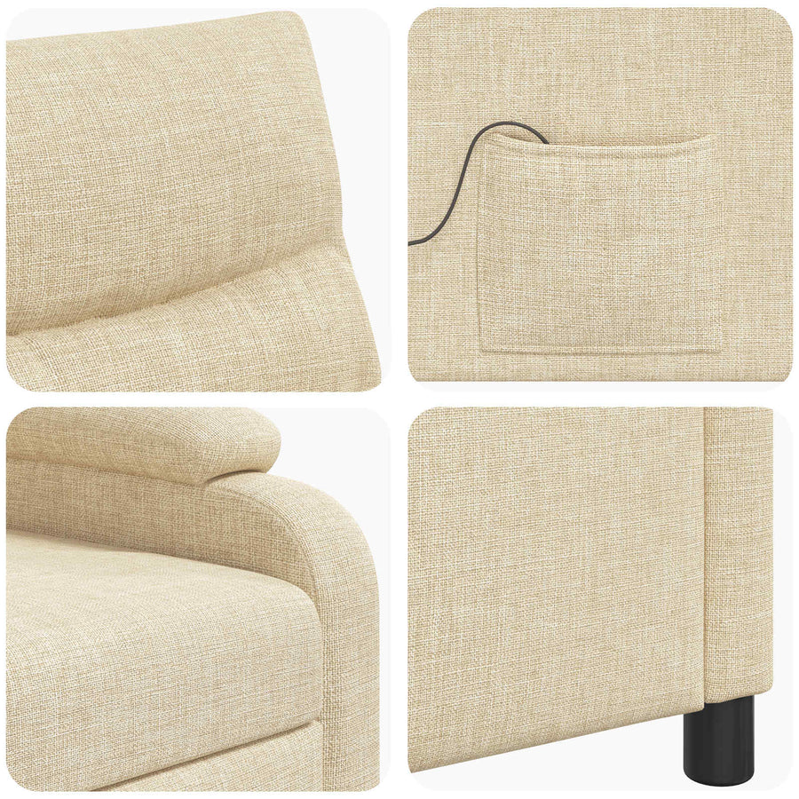 Massage Recliner Crèmekleurig Stof