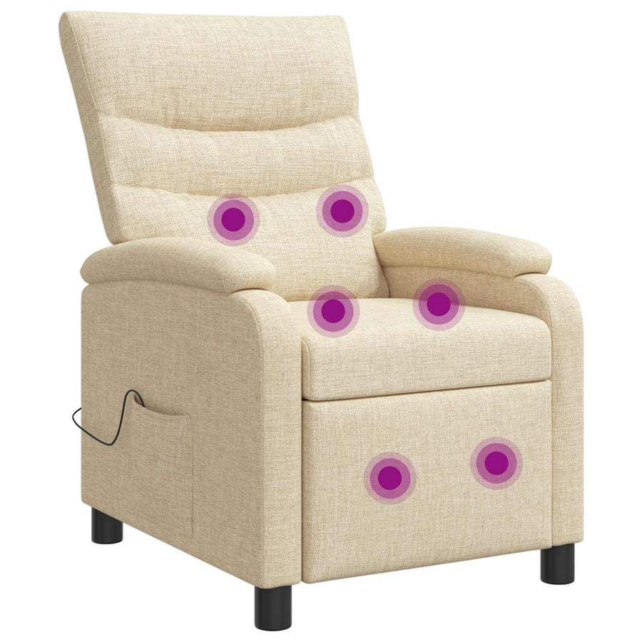 Massage Recliner Crèmekleurig Stof