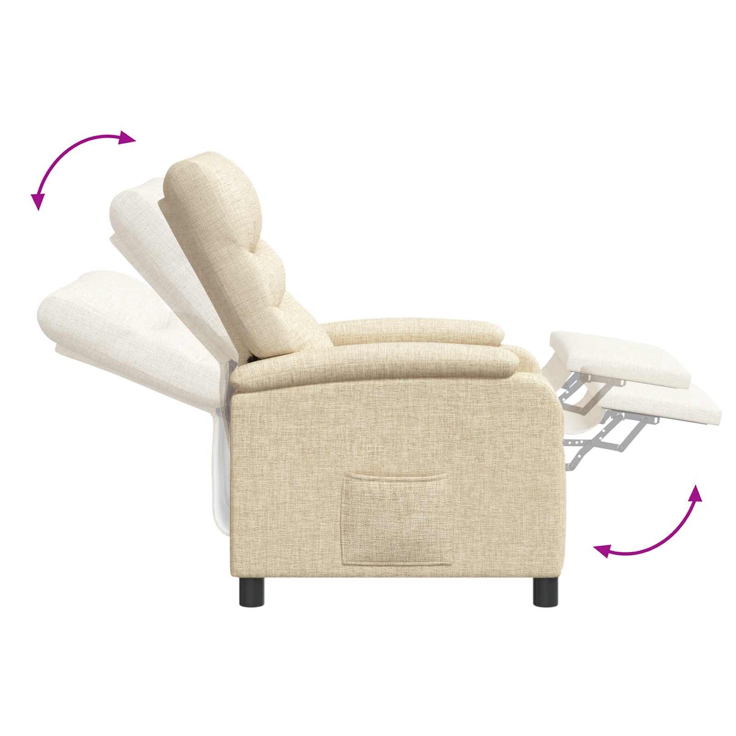 Massage Recliner Crèmekleurig Stof