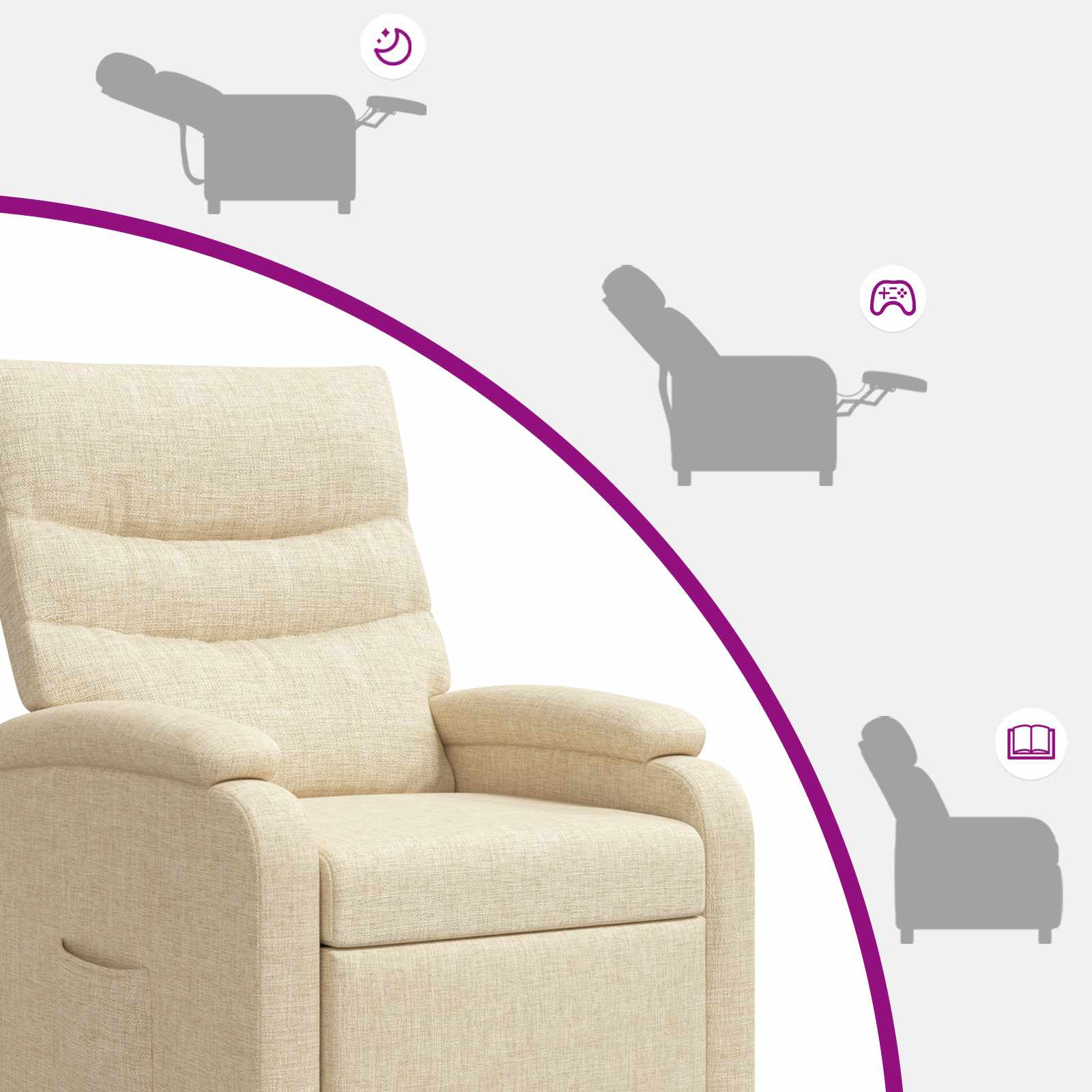 Massage Recliner Crèmekleurig Stof