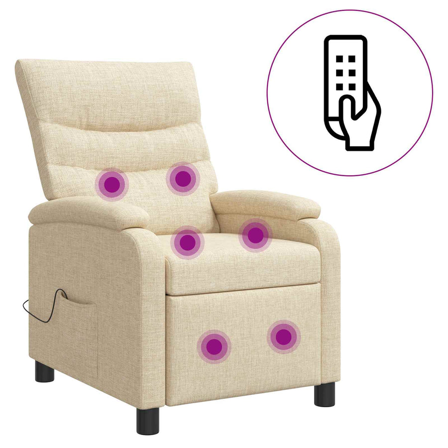 Massage Recliner Crèmekleurig Stof