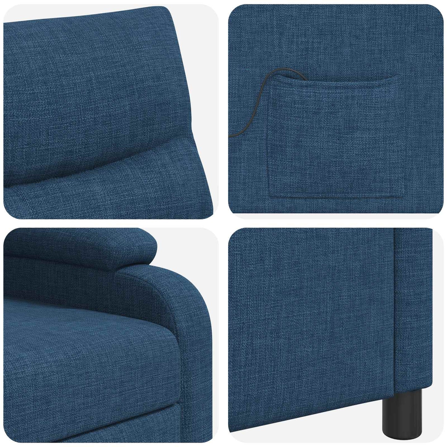 Massage Recliner Blauw Stof