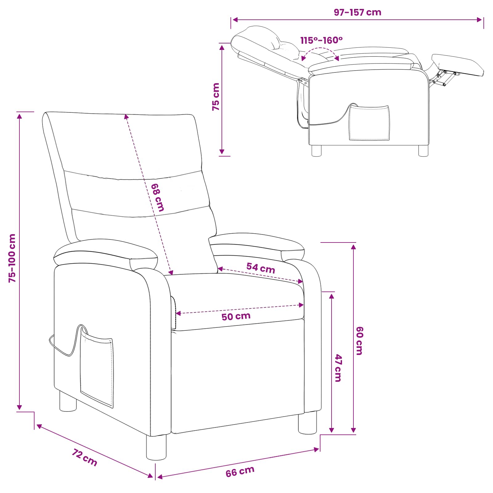 Massage Recliner Blauw Stof