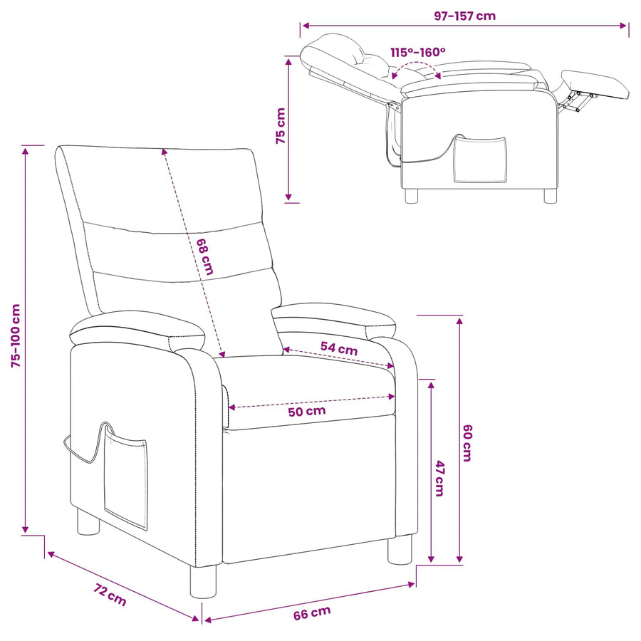 Massage Recliner Blauw Stof