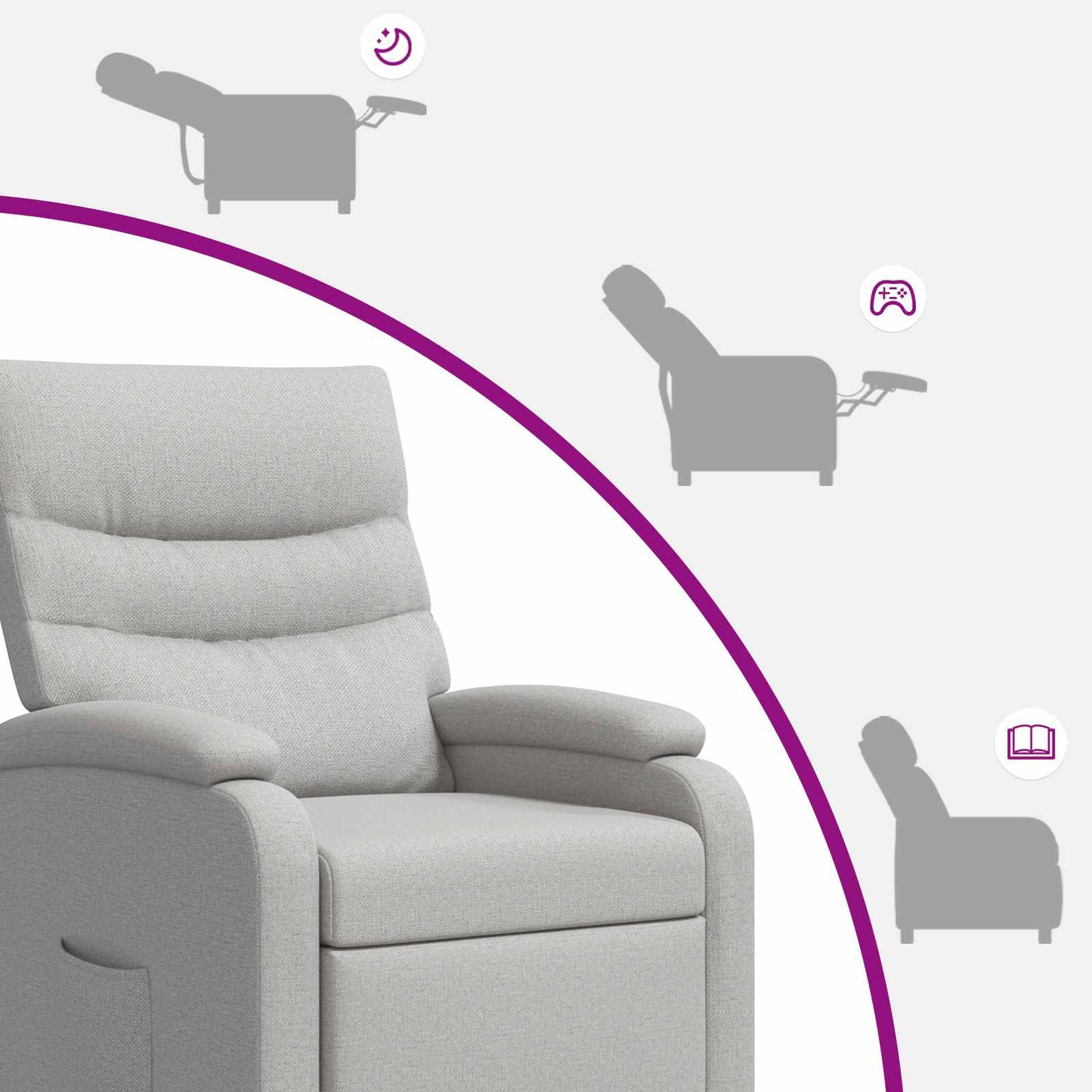 Massage Recliner Wolkengrijs Stof Wolkengrijze stof
