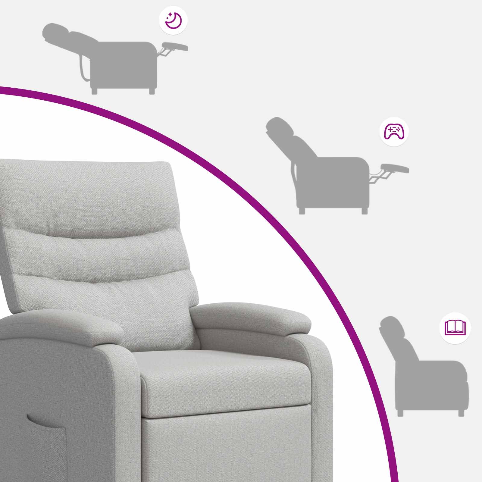 Massage Recliner Wolkengrijs Stof Wolkengrijze stof
