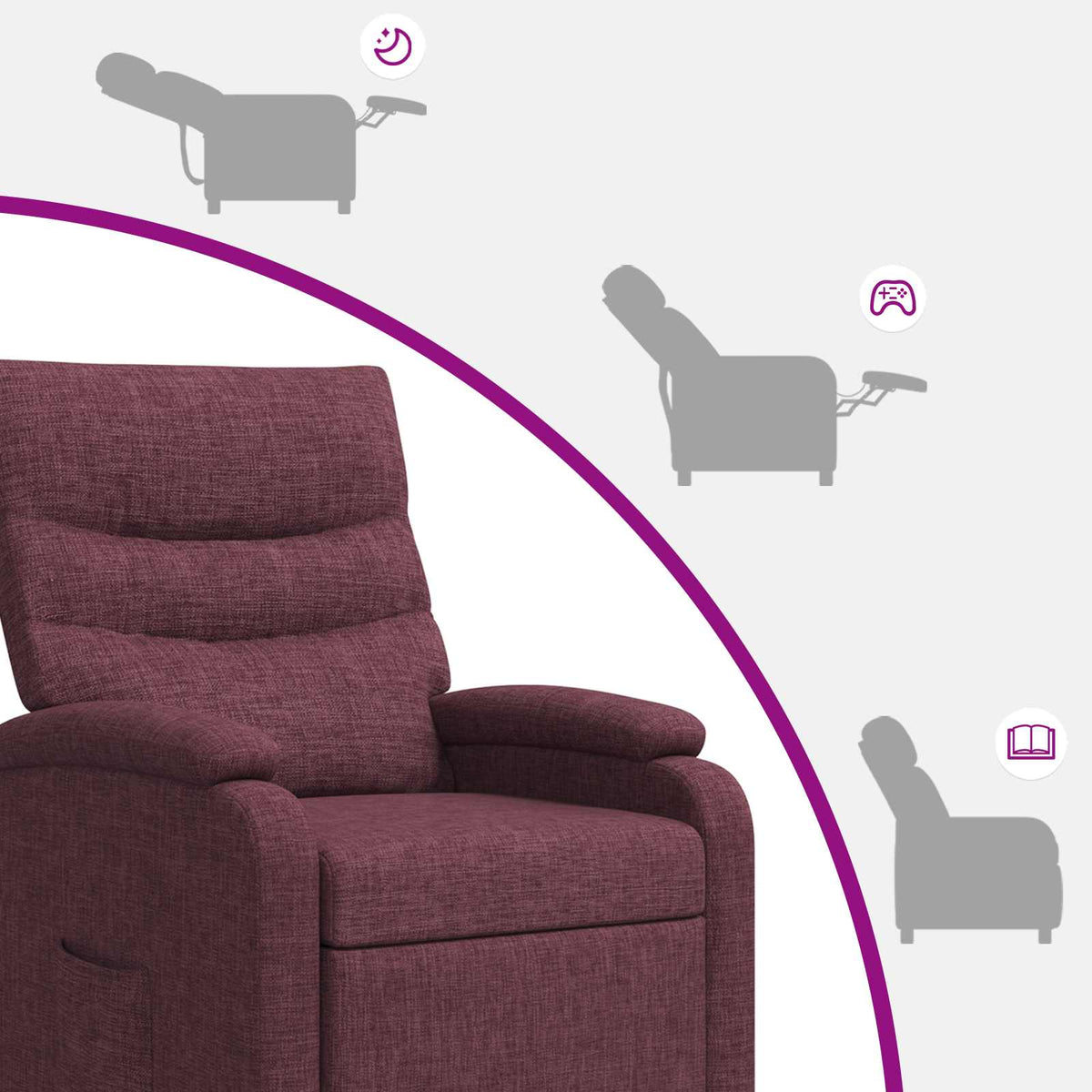 Massage Recliner Paars Stof