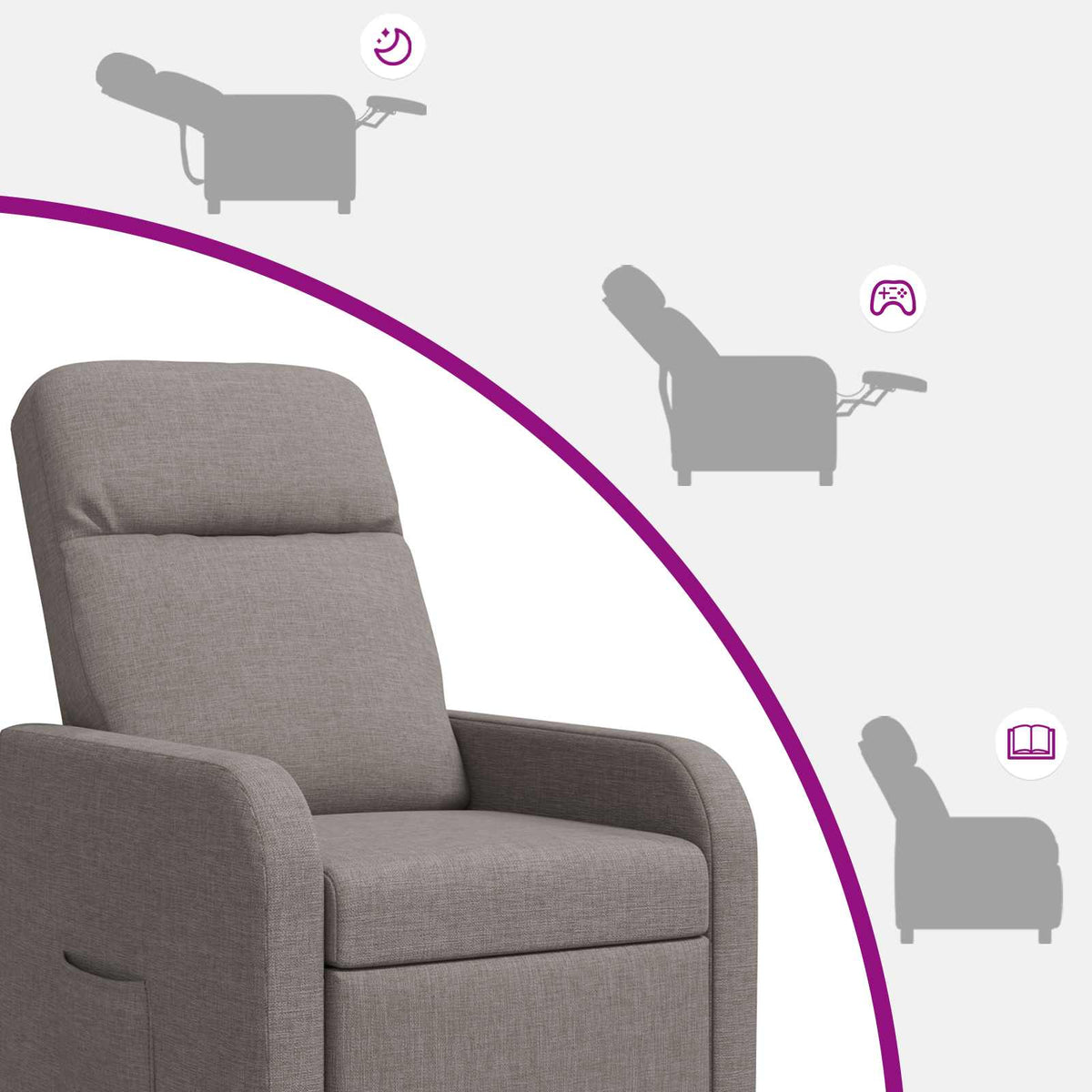 Relaxfauteuil Taupe Stof