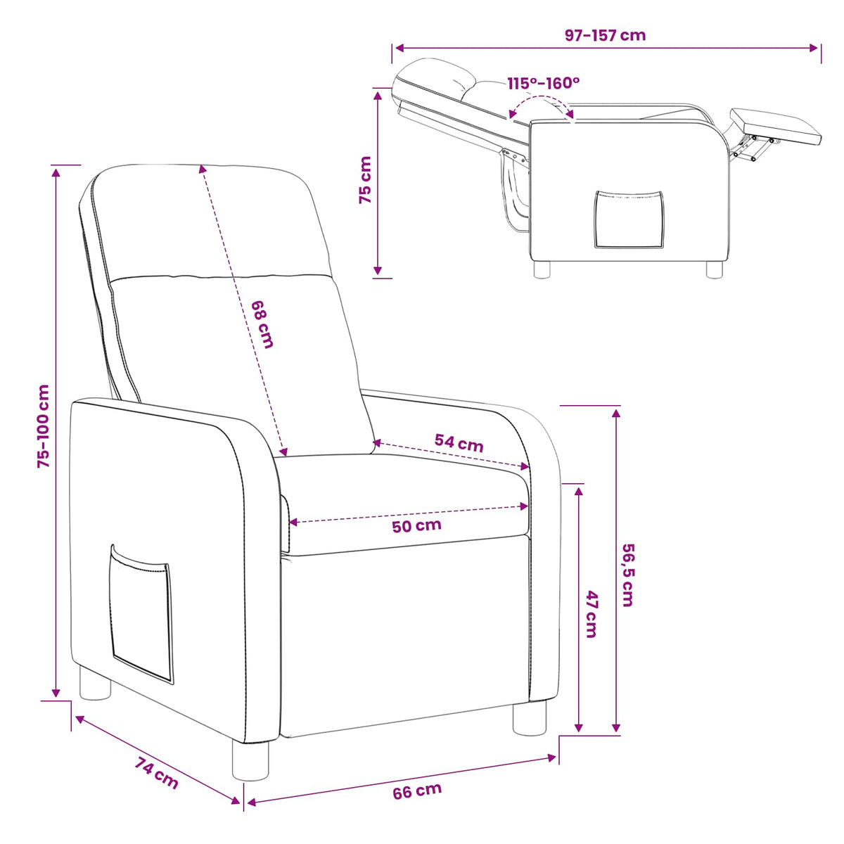 Relaxfauteuil Crèmekleurig Stof