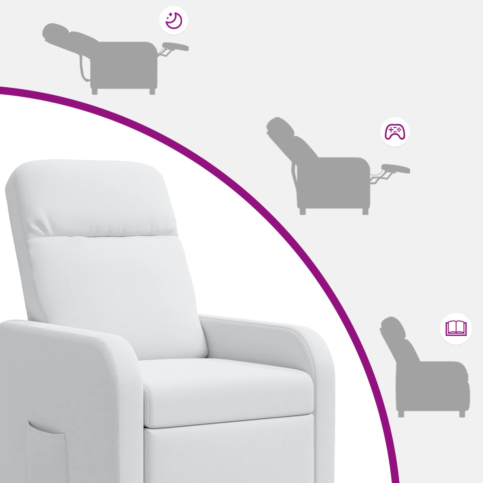 Relaxfauteuil Wit Stof