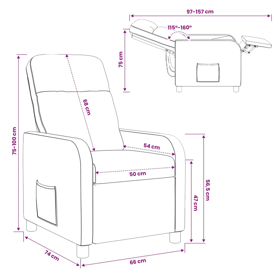 Relaxfauteuil Wit Stof