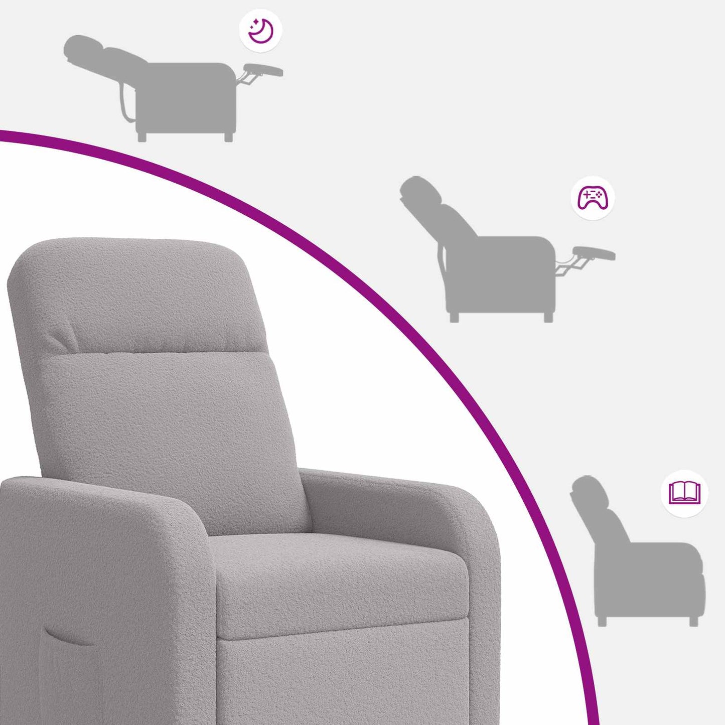 Relaxfauteuil Lichtgrijs Bouclé