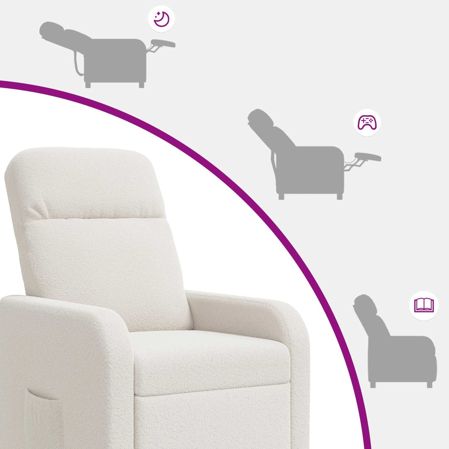 Relaxfauteuil Crèmekleurig Bouclé