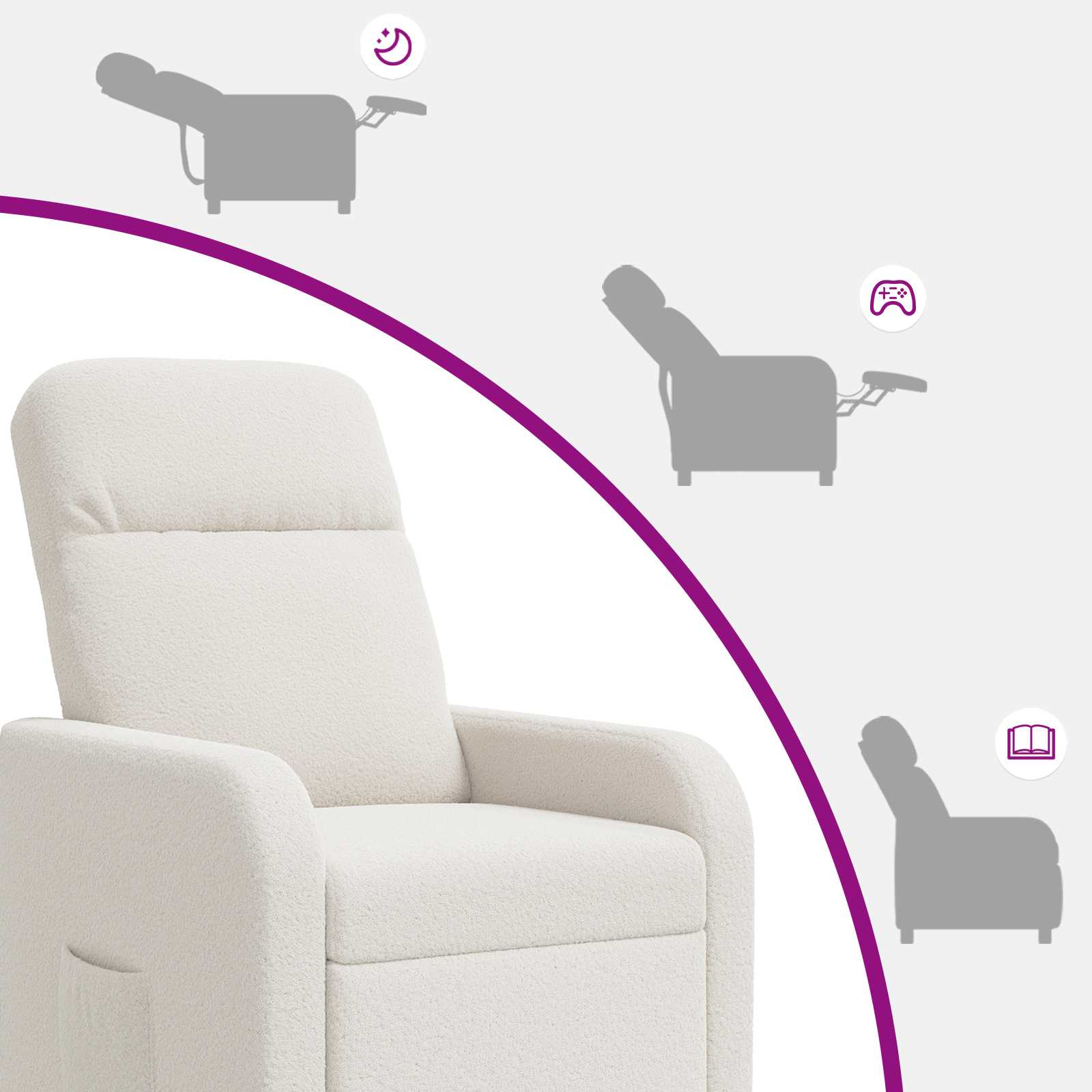 Relaxfauteuil Crèmekleurig Bouclé