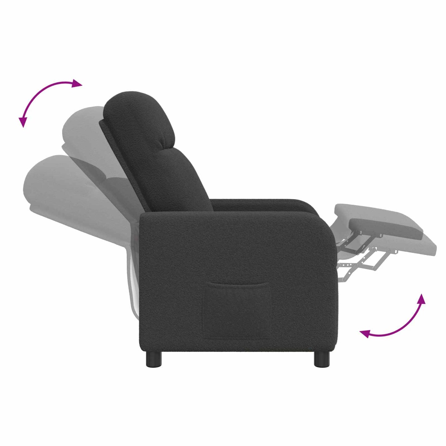 Relaxfauteuil Donkergrijs Bouclé