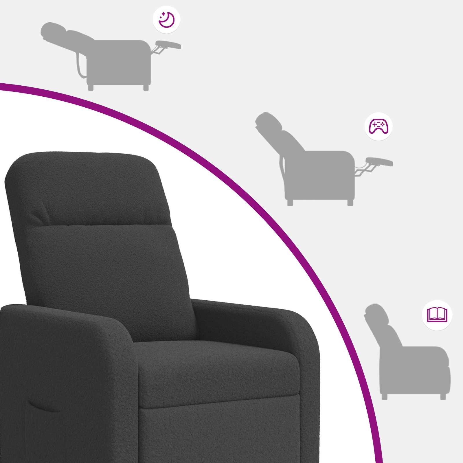 Relaxfauteuil Donkergrijs Bouclé