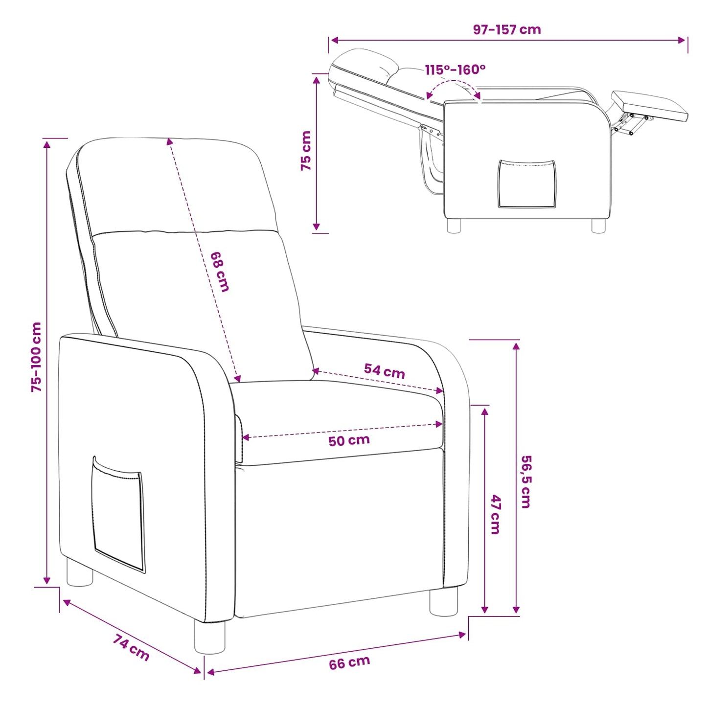 Relaxfauteuil Donkergrijs Bouclé