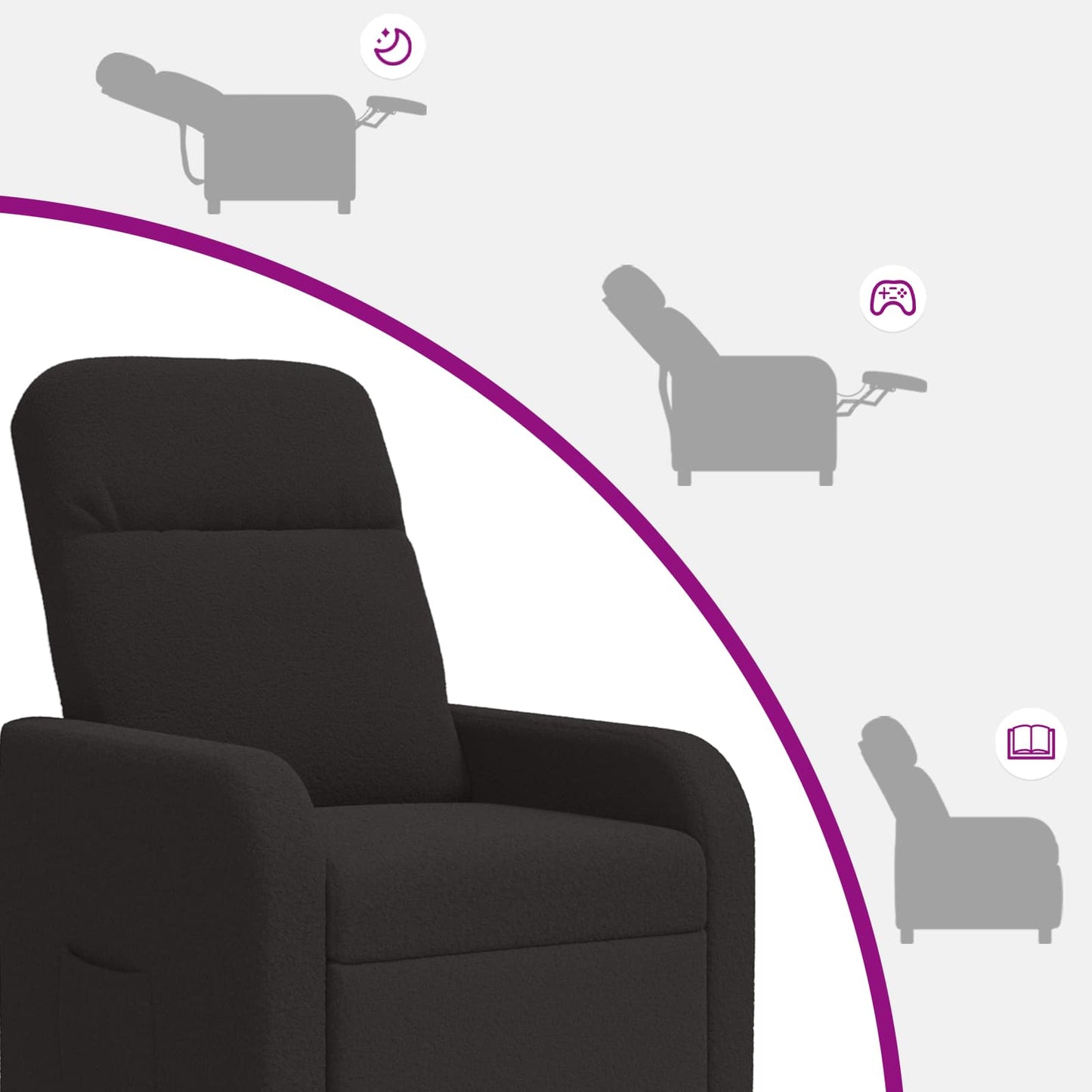 Relaxfauteuil Zwart Bouclé