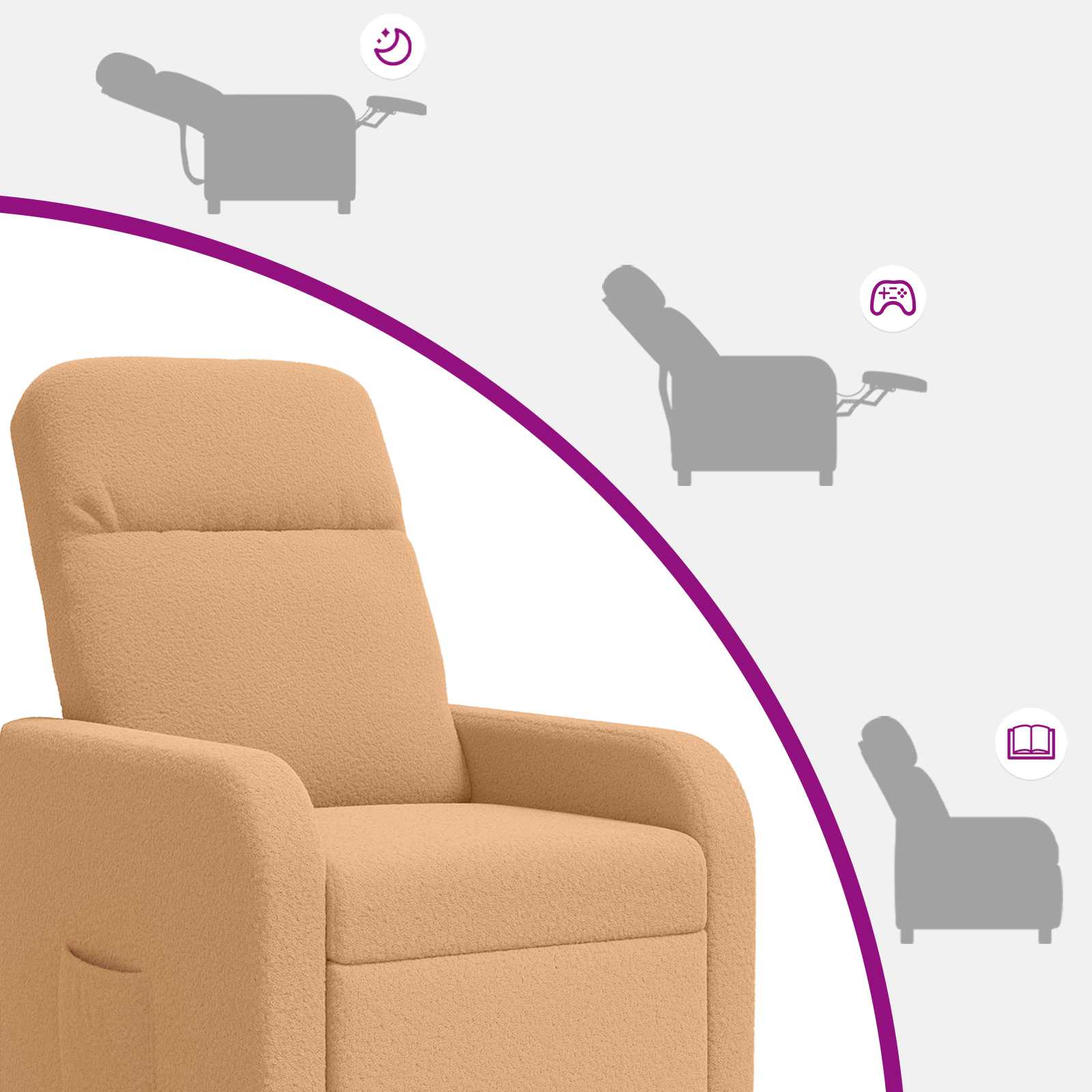 Relaxfauteuil Beige Bouclé
