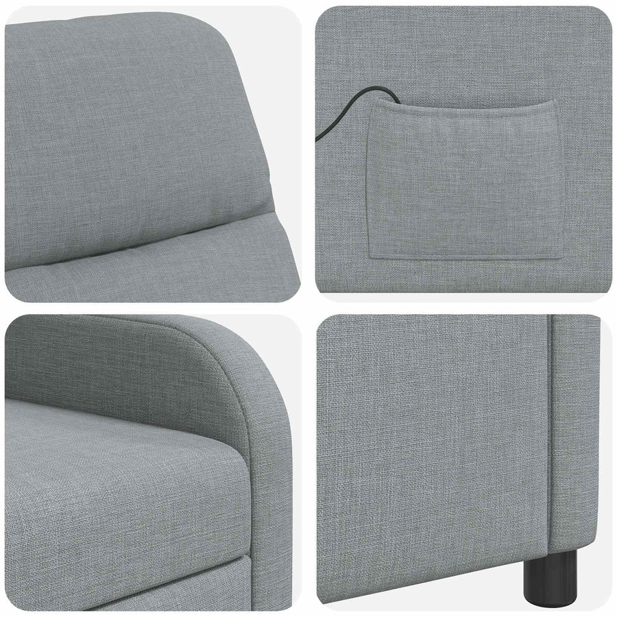 Massage Recliner Lichtgrijs Stof