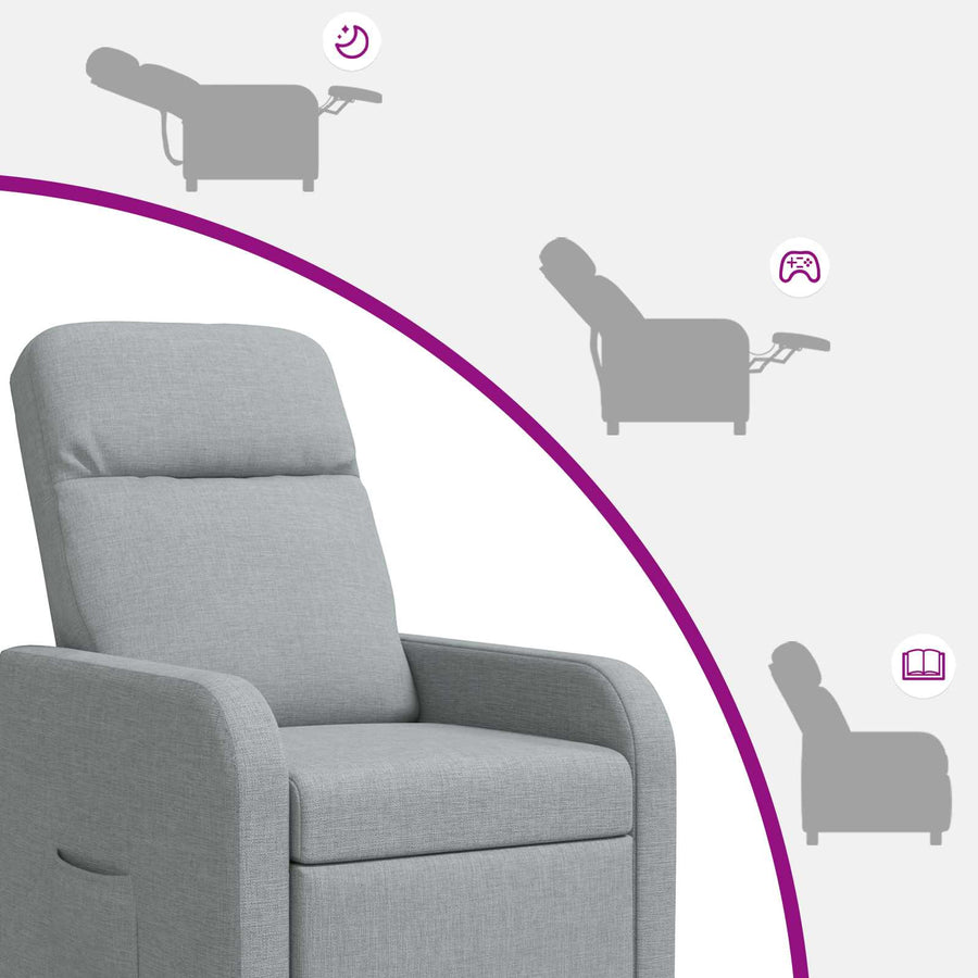Massage Recliner Lichtgrijs Stof